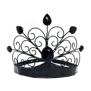 Goth Evil Queen Blk Metal Crown with Black Jewels Vintage 90's  NWOT